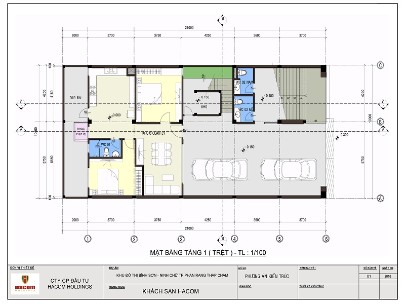 mặt bằng tầng 1 khách sạn Hacom Galaxy